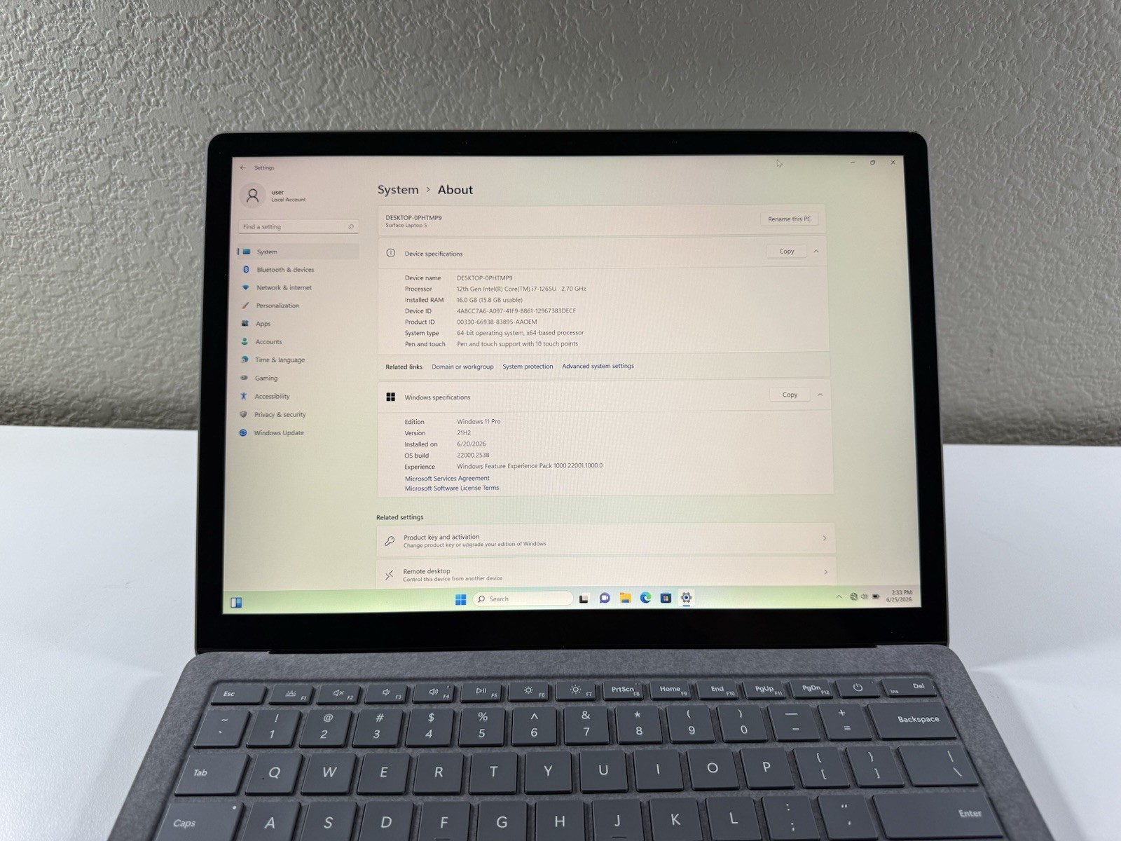 Microsoft Surface Laptop 5 13.5” 1950 Intel Core i7-1265U 16GB RAM 512GB NVME