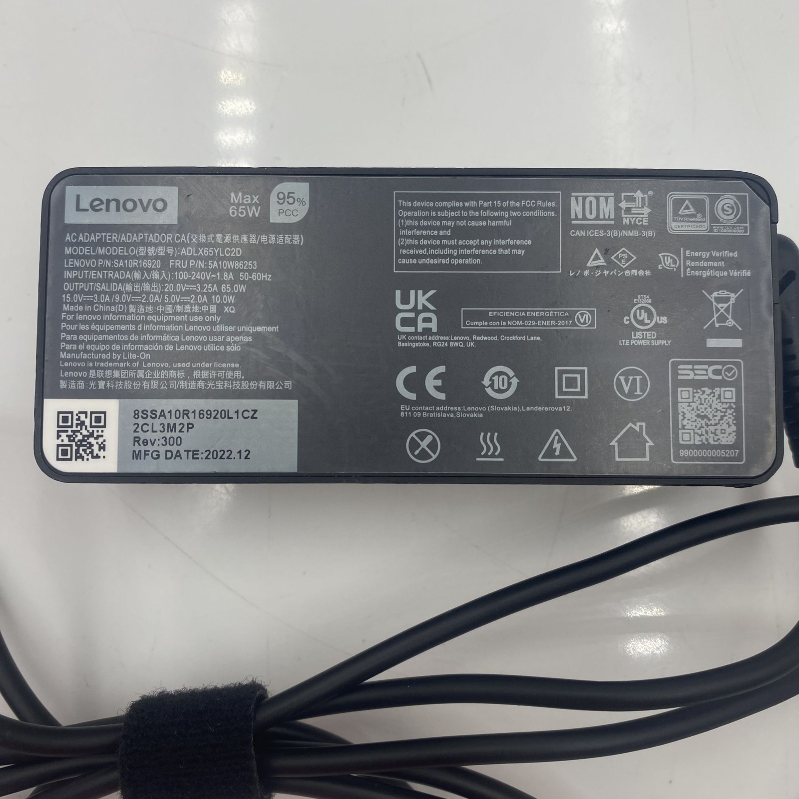 Lenovo 65Watt Type-C USB AC Adapter 01FR029 01FR027 01FR025 5A10W86253