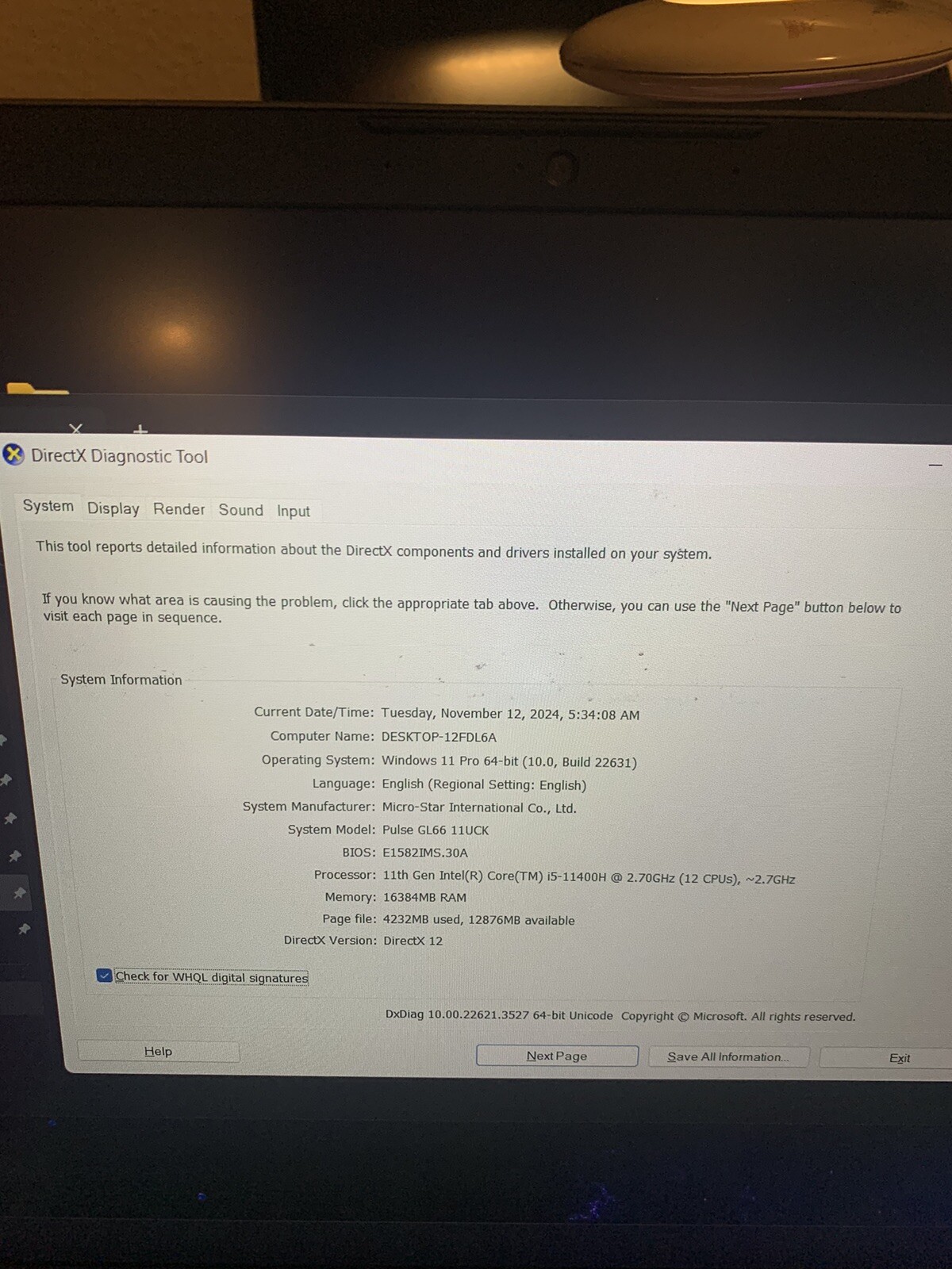 MSI Pulse GL66 11UCK-234 15.6” Laptop i5-11400H, RTX 3050, 8GB RAM, 512GB SSD