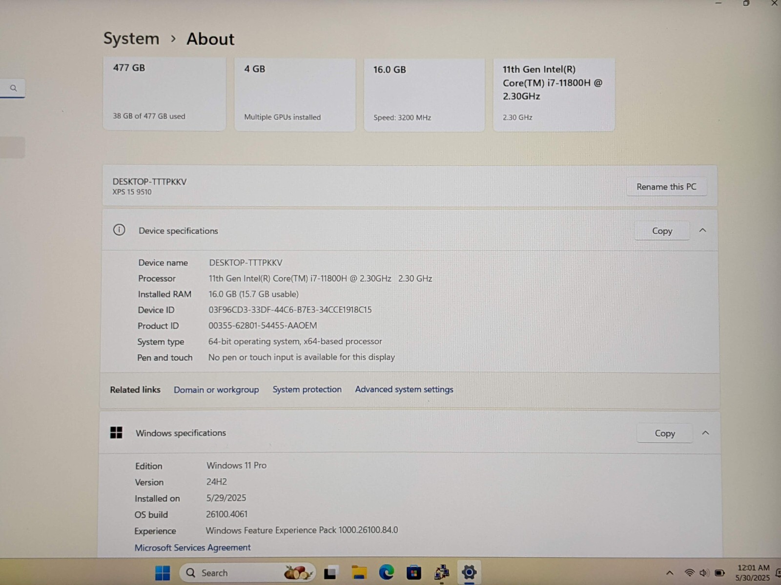 Dell XPS 15 9510 15.6″FHD+ i7-11800H 2.3GHz 16GB 512GB SSD RTX 3050 W11P +CHRGER