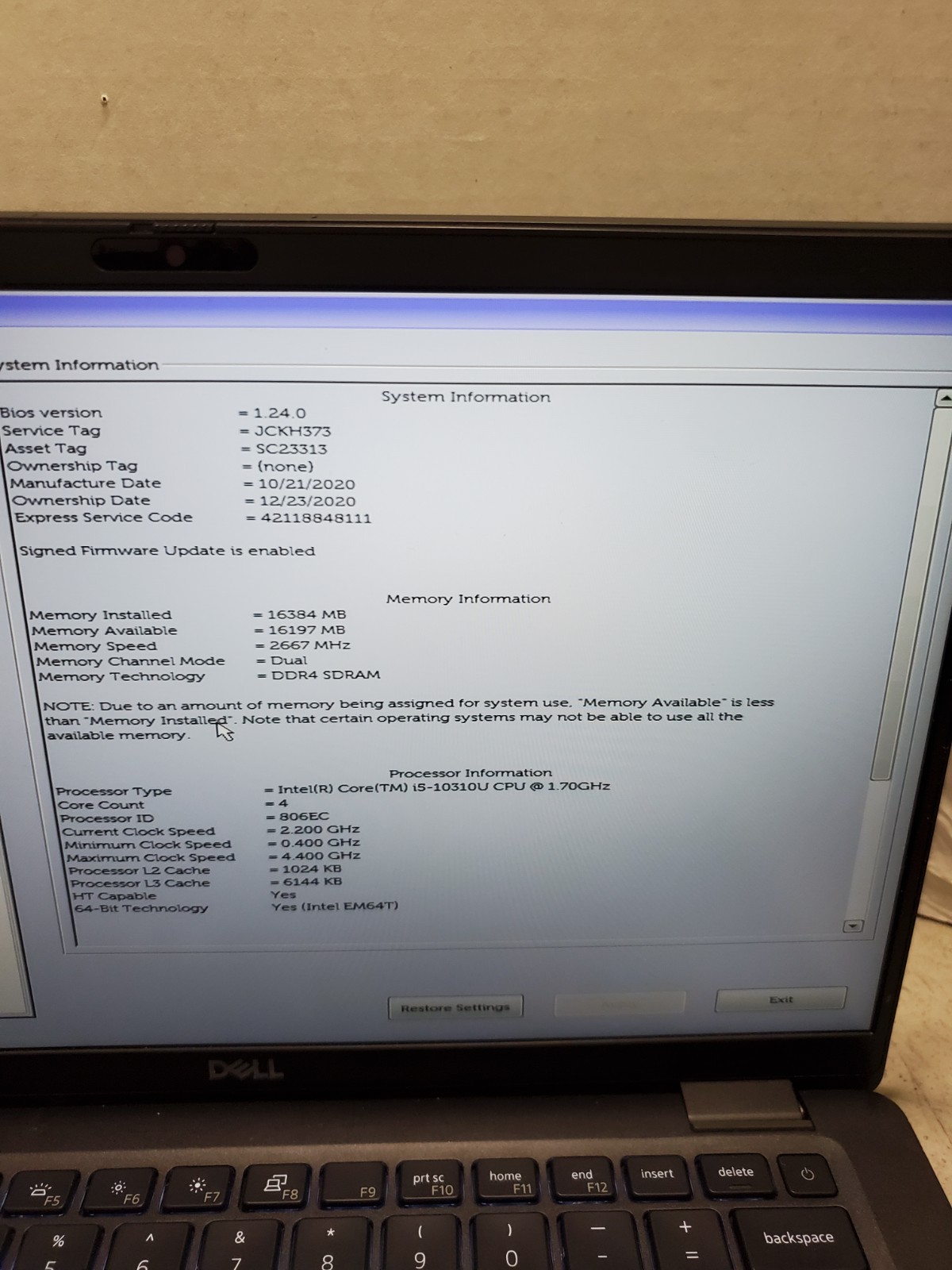 Dell Latitude 7410 14″ Laptop i5-10310U 1.7GHz 16GB RAM 256GB SSD Win11 #69