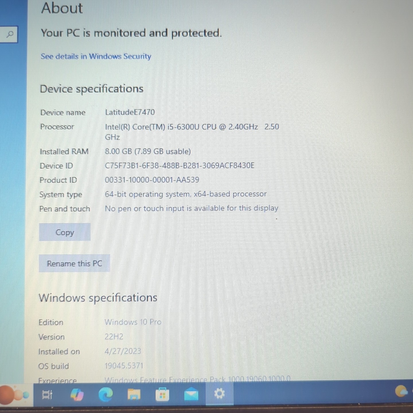 Dell Latitude E7470 Core i5-6300U 2.40GHz 8GB RAM 256GB HDD Win 10 Pro