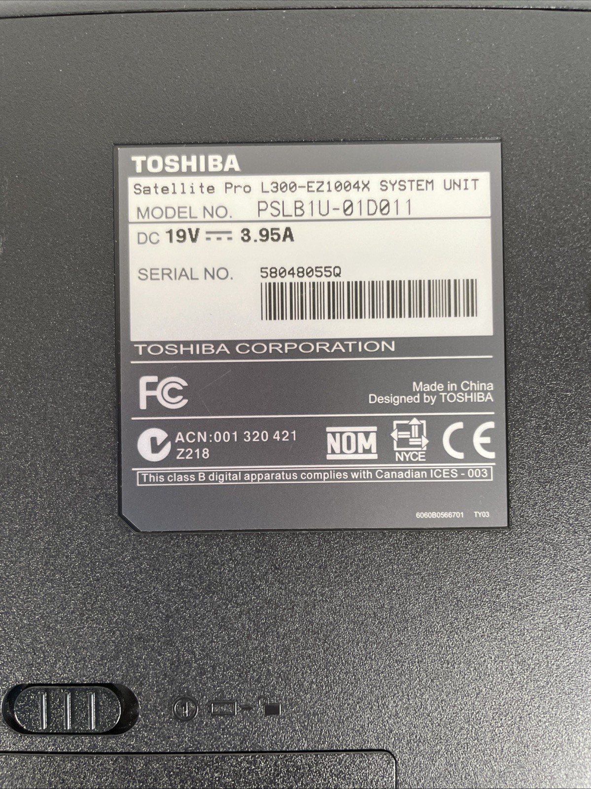 Toshiba SatellitePro L300-EZ1004X Intel Duo T5870 @ 2GHz 1GB RAM No HDD – Tested