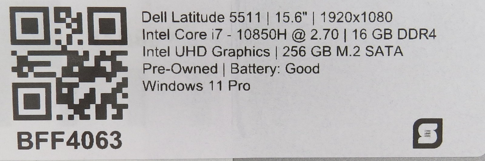 Dell Latitude 5511 i7-10850H 16GB DDR4 RAM 256GB m.2 Win 11 Pro