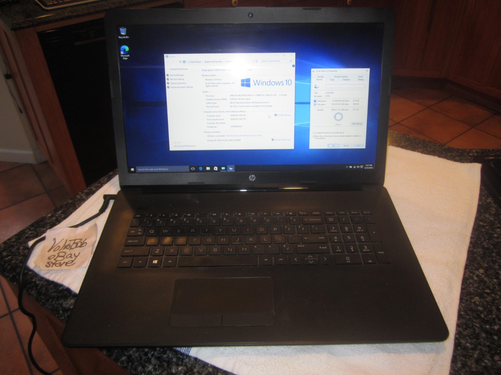 HP 17z-ca000 CT1 LAPTOP 3.1GHz 8GBRAM 1TBHD SCREEN INTACT w/PwrCord – WORKS