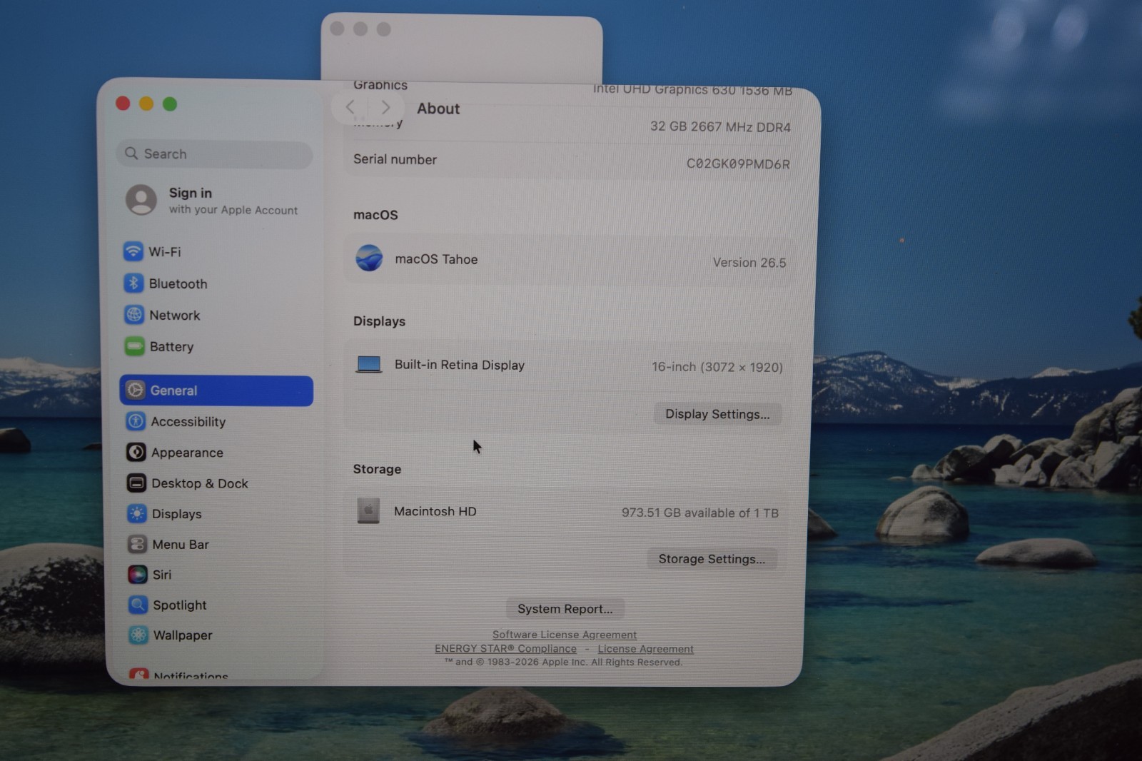 2019 Apple MacBook Pro A2141 16″ Core i7 2.60GHz 32GB DDR4 1TB SSD macOS Tahoe