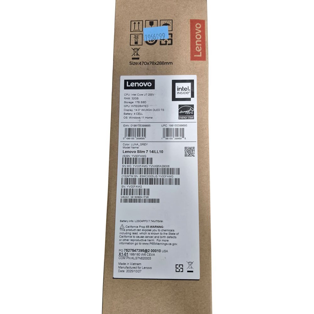 Lenovo Slim 7 14ILL10 14″ Touch Intel Core Ultra 7 258V 32GB 1TB SSD Win 11 Pro