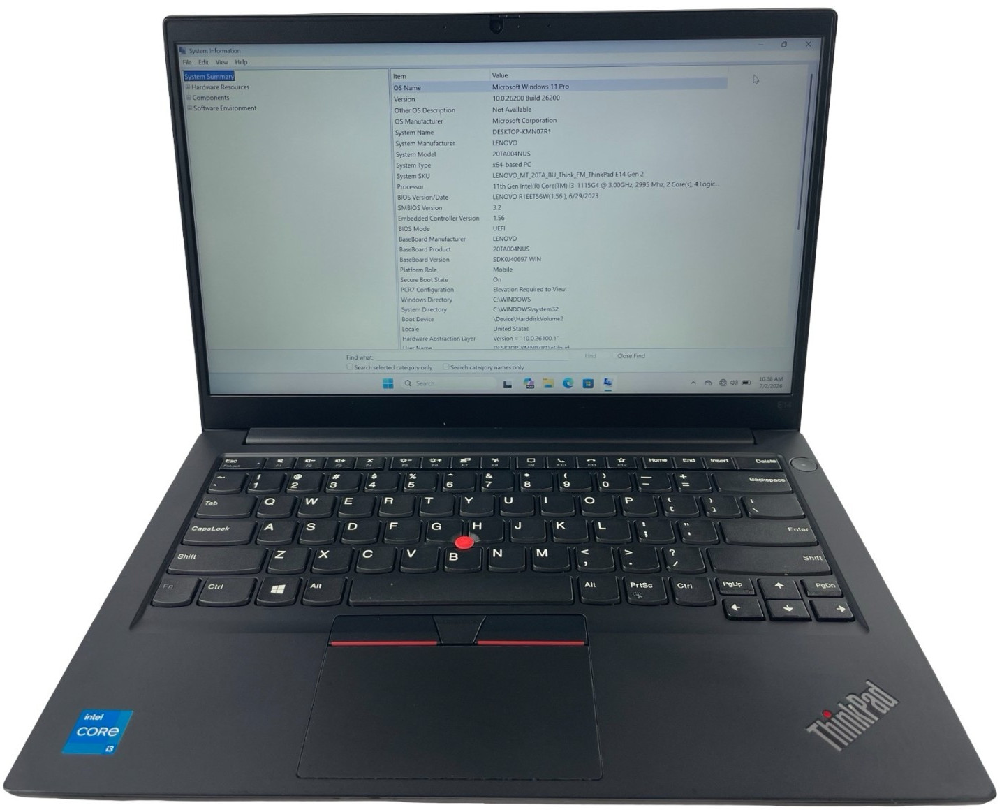 Lenovo Thinkpad E14 Gen 2 11th Gen Intel i3-1115G4 8GB RAM 128GB NVMe W. 11Pro