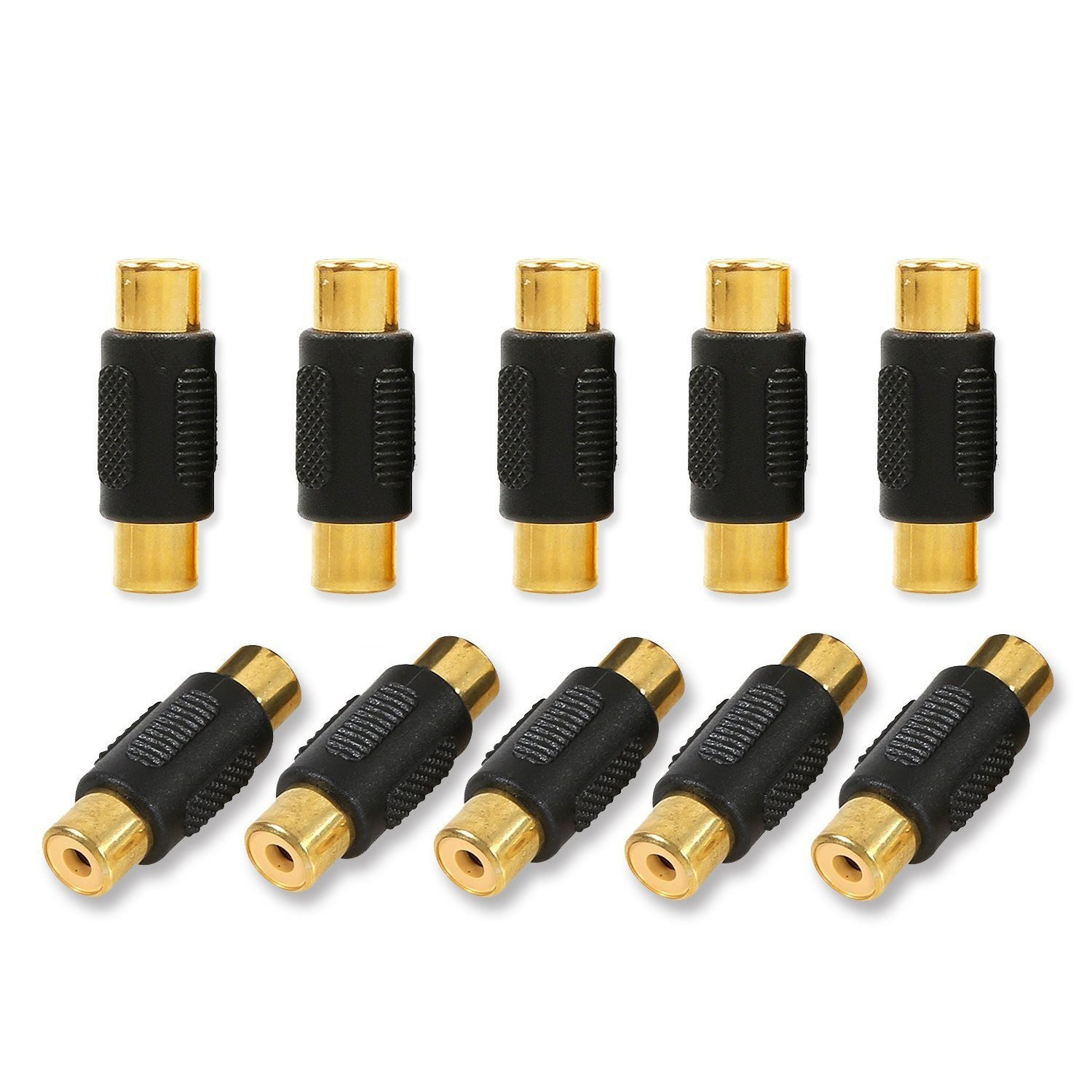 10x RCA Female to Female Coupler Gold Audio Video AV Cable Adapter Extender F/F