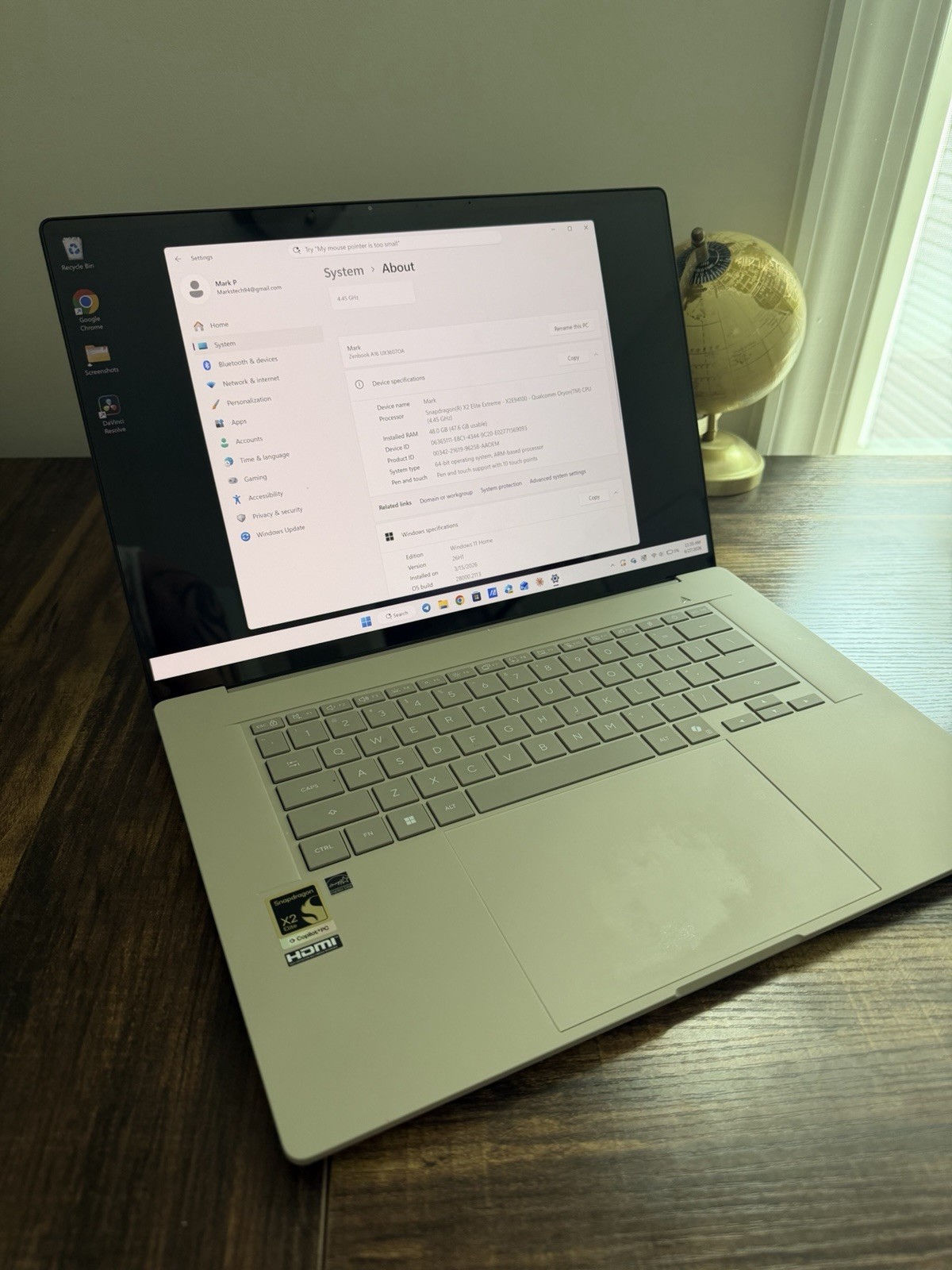 ASUS Zenbook A16 Snapdragon X2 Elite Extreme. 48GB RAM / 1TB SSD / Glass display