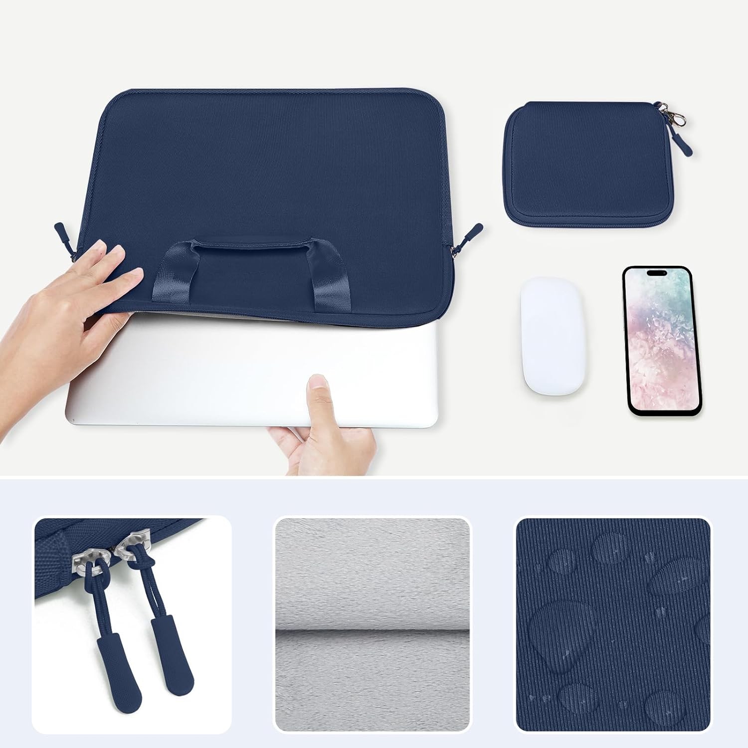 Neoprene Laptop Sleeve Bag 13.3 inch for MacBook Air/Pro 13 & 14, Navy Blue