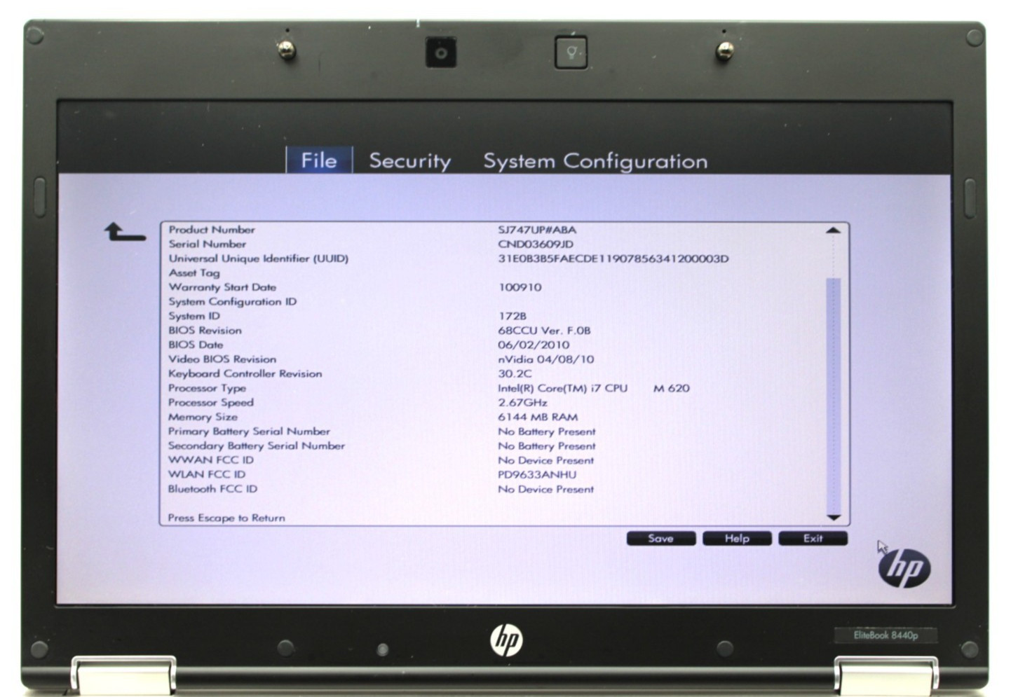 HP EliteBook 8440p i7-620M@2.67GHz 4GB DDR3 NO STORAGE OR OS *USED/TESTED*