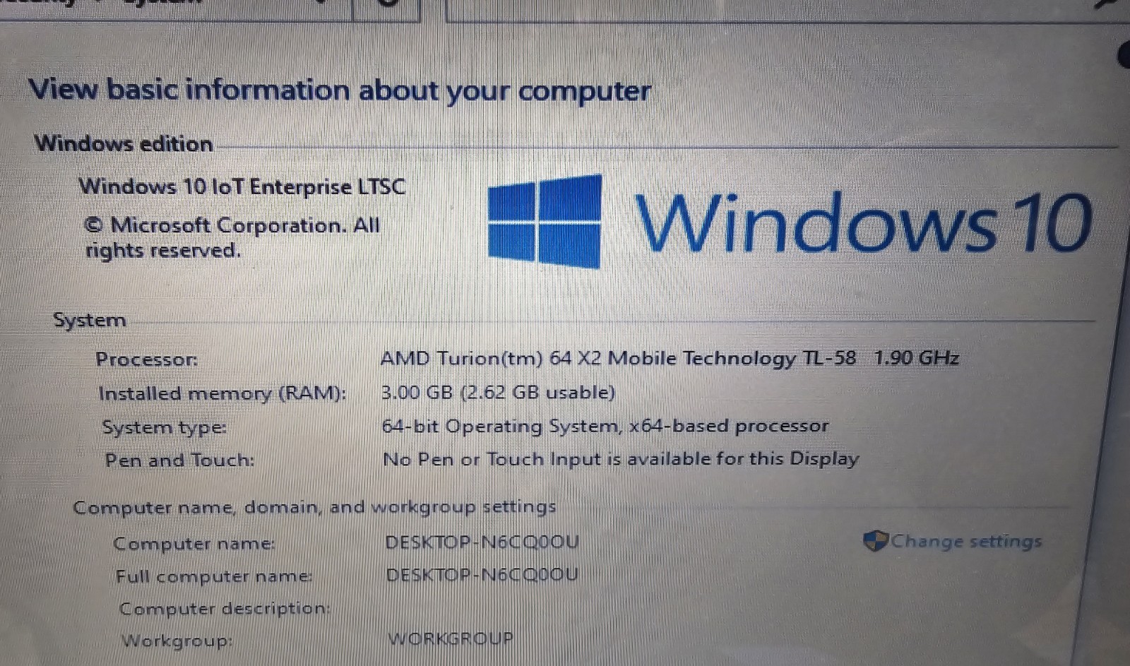 Gateway W350A AMD Laptop Notebook Windows Enterprise