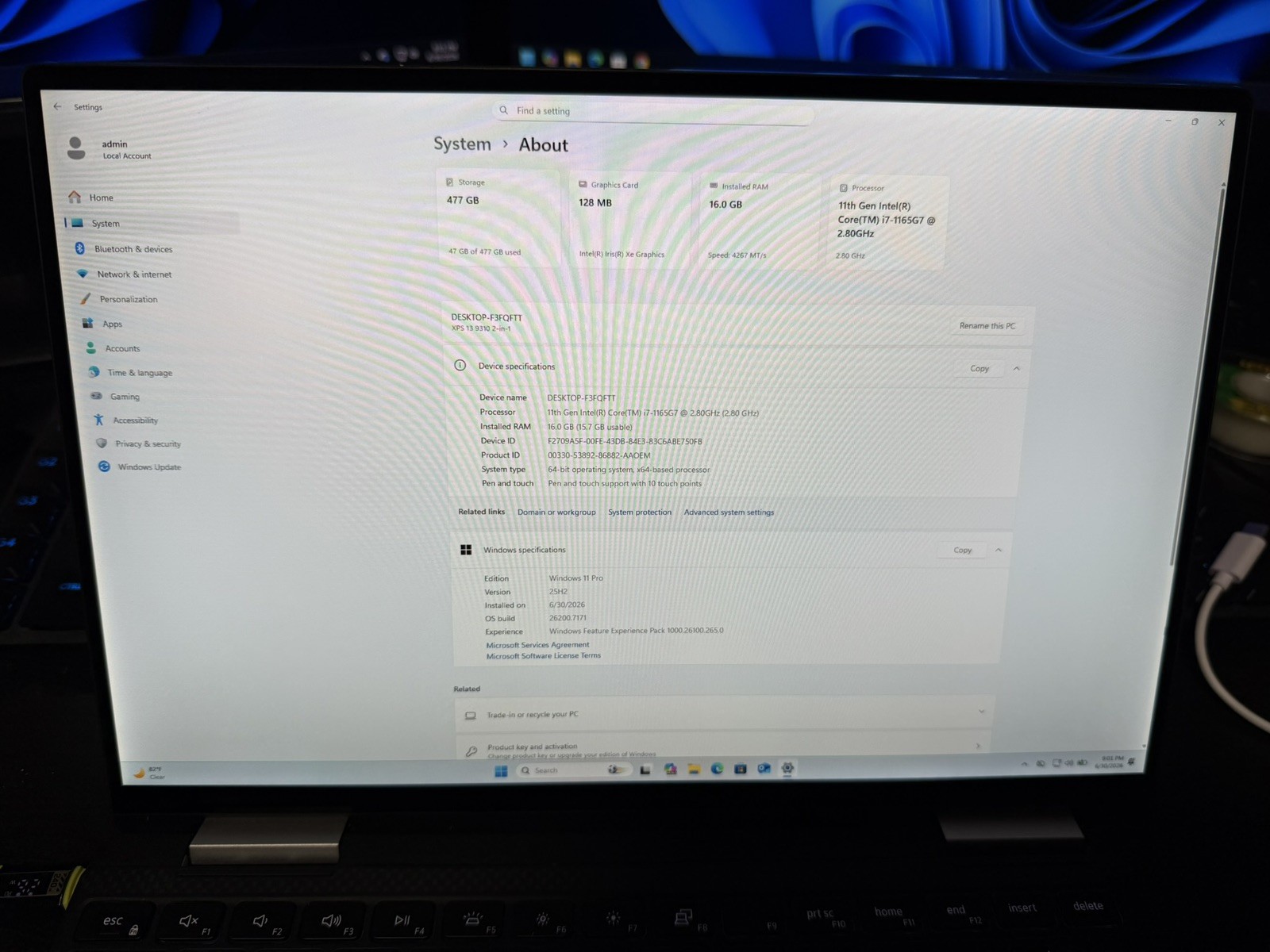 Dell XPS 13 9310 2-in1, i7-1270P, 16GB, 512GB, Win 11 Pro, Great, Touchscreen