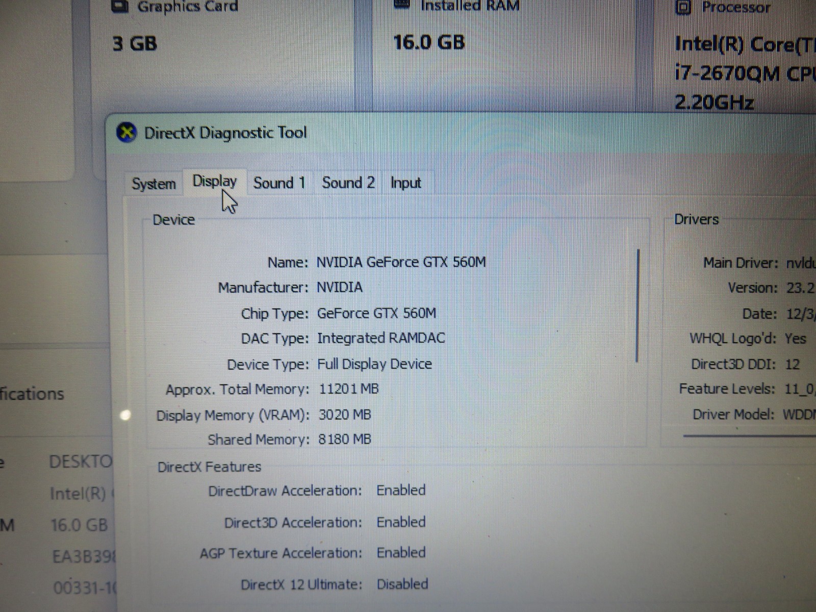 Asus ROG G74S i7-2630QM 2.4GHz 16GB 512GB SSD WINDOWS 11 PRO – READ