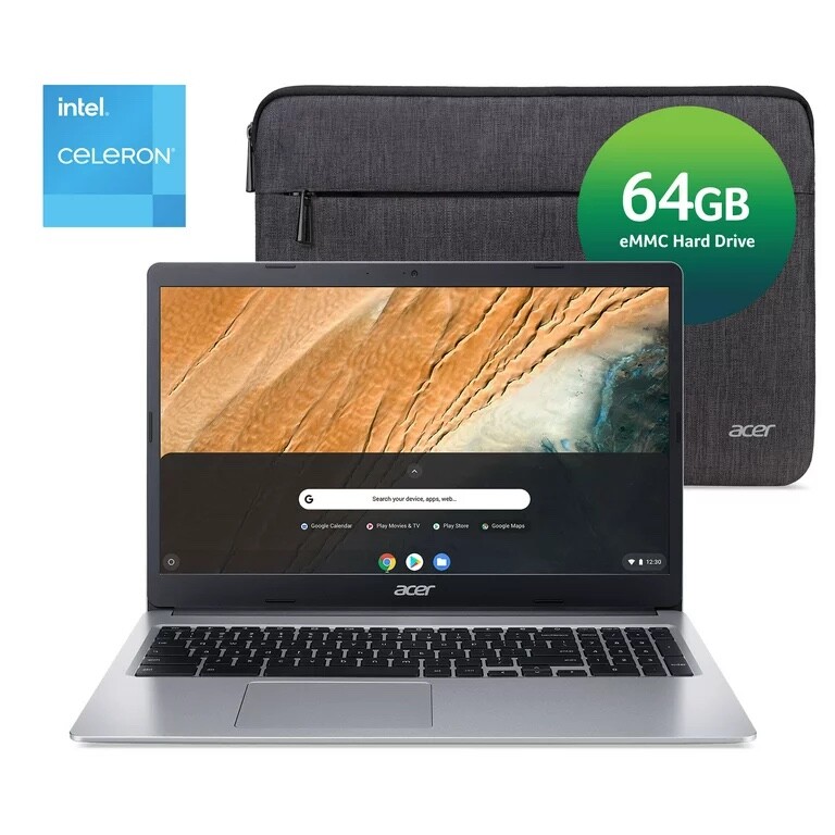 Acer Chromebook 315, 15.6″ HD, Intel Celeron N4000, 4GB LPDDR4, Pure Silver, Chr