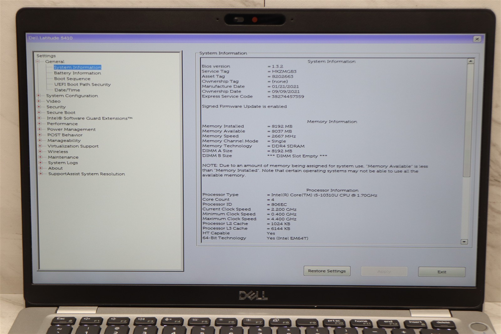Dell Latitude 5410 14″ i5-10310U 1.7GHz 8GB FHD Laptop 1080p w/ Adapter