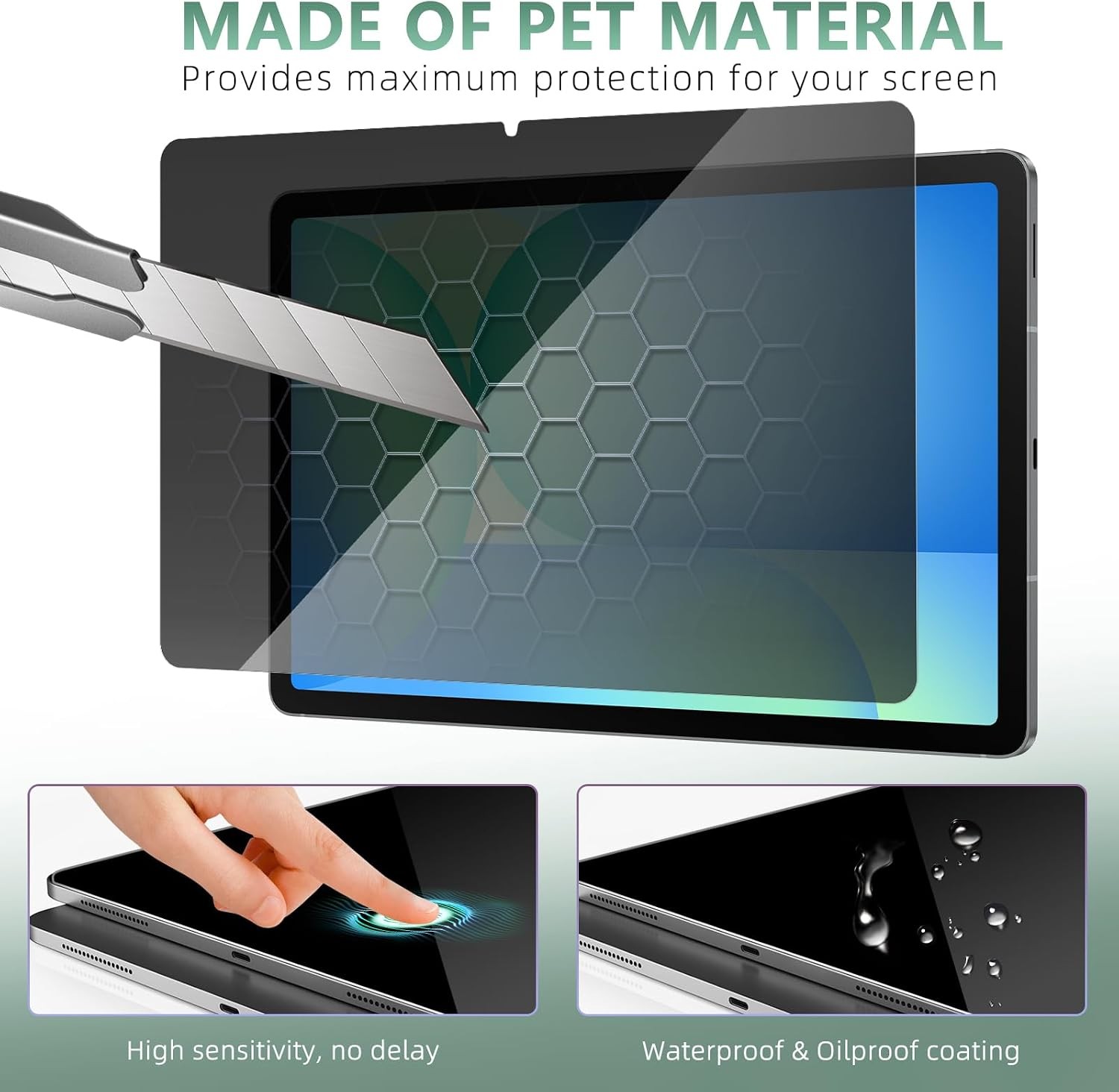 10.9“ Privacy Screen Protector for Samsung Galaxy Tab S10 FE/S7/S8, Anti Blue Li