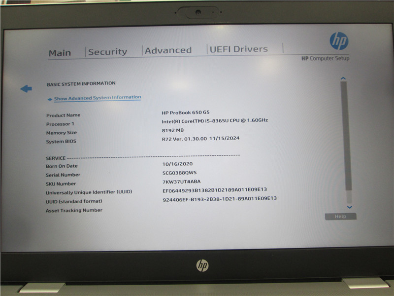 HP ProBook 650 G5 Laptop i5-8365U 1.6GHz 8GB 512GB SSD Windows 10 COA Grade C