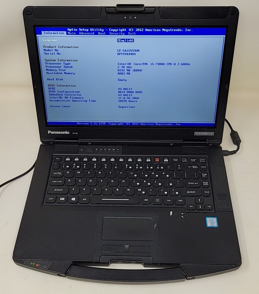 PANASONIC CF-54-3 Laptop Intel I5-7300U 8GB SEE NOTES