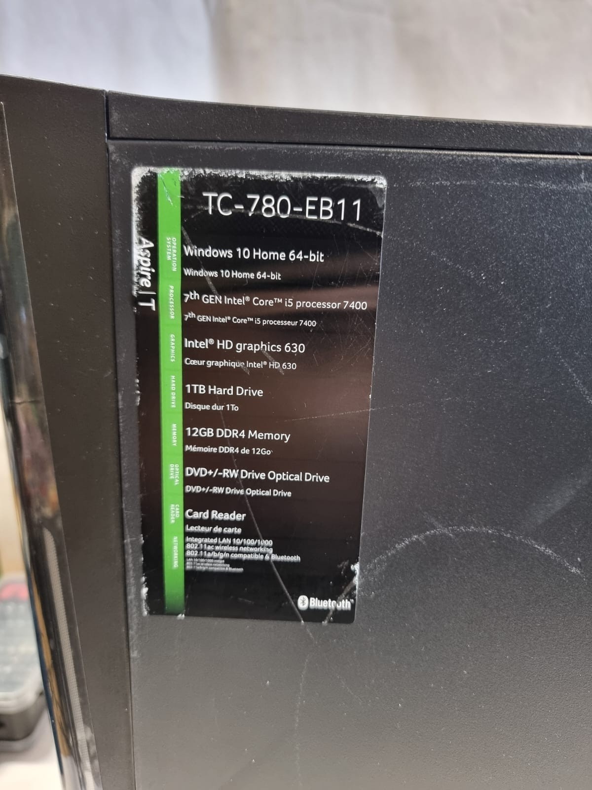 Acer Aspire TC-780-EB11 Intel Core i5-7400, 3.5 GHz, 8GB RAM, 256SSD, Win 10