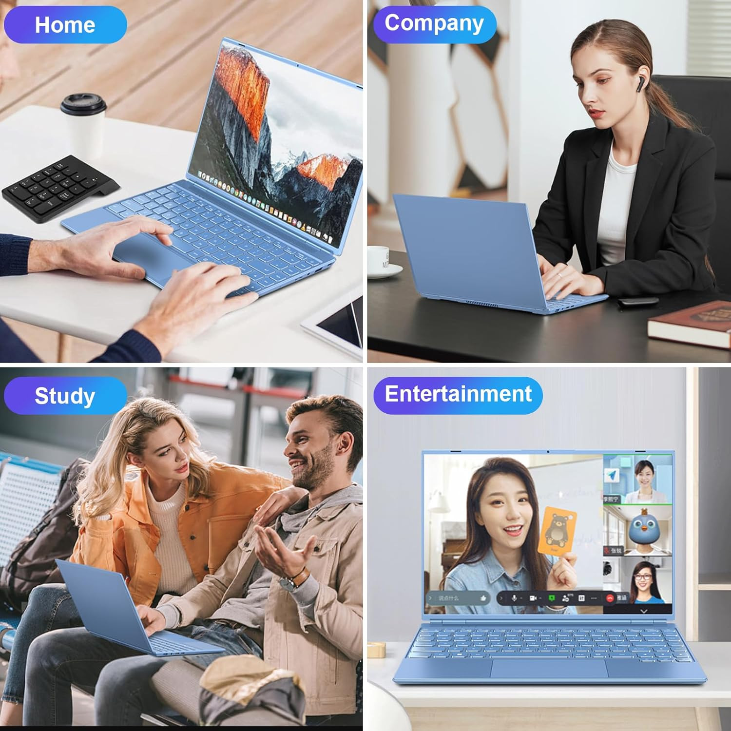 Laptop 14 Inch Celeron N5095 up to 2.9Ghz, Win 11 Laptop with 8+256GB SSD Extens
