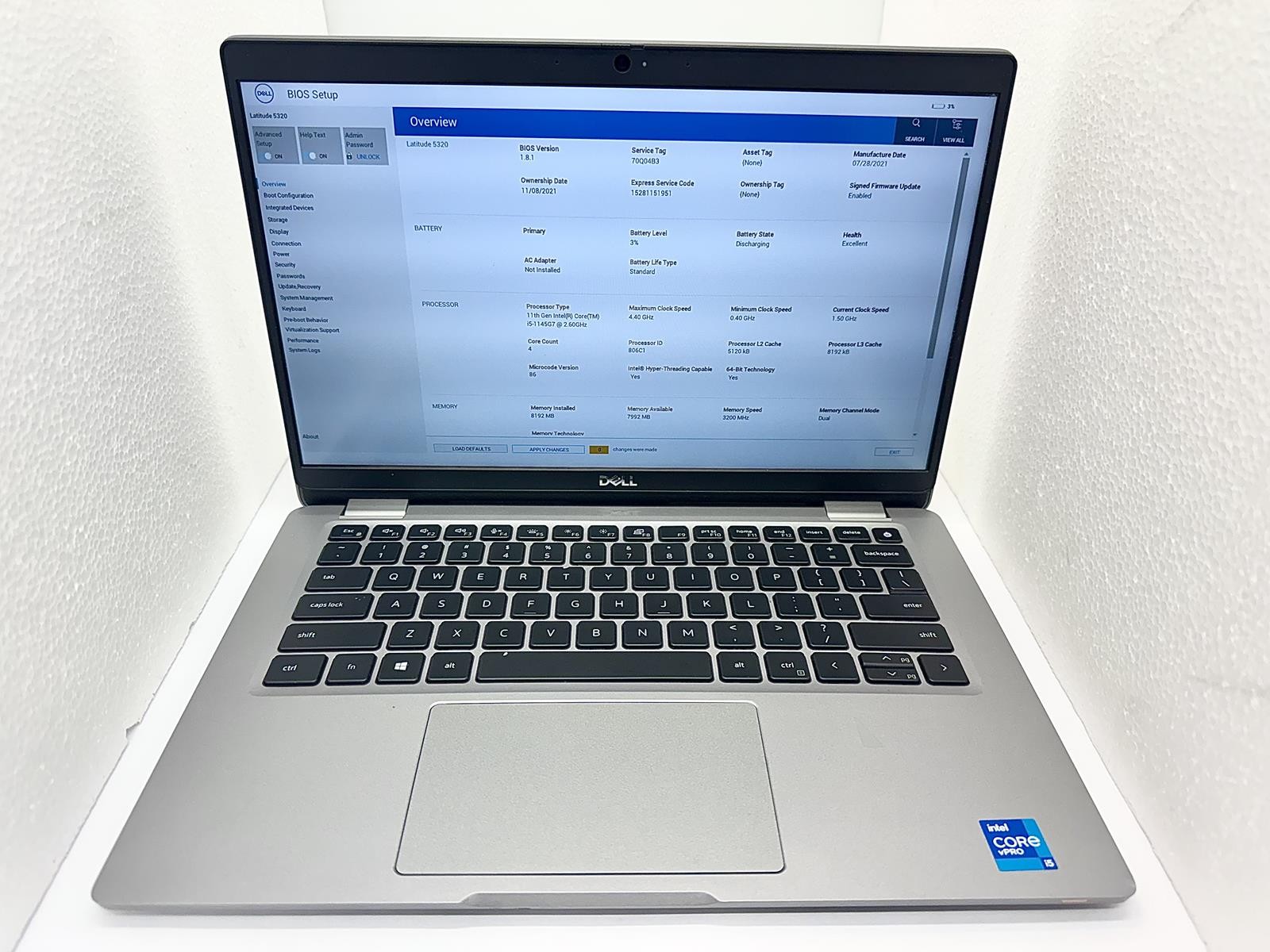 Dell Latitude 5320, 11th Gen Intel Core i5-1145G7 @ 2.60GHz, 8GB, 256GB NVMe
