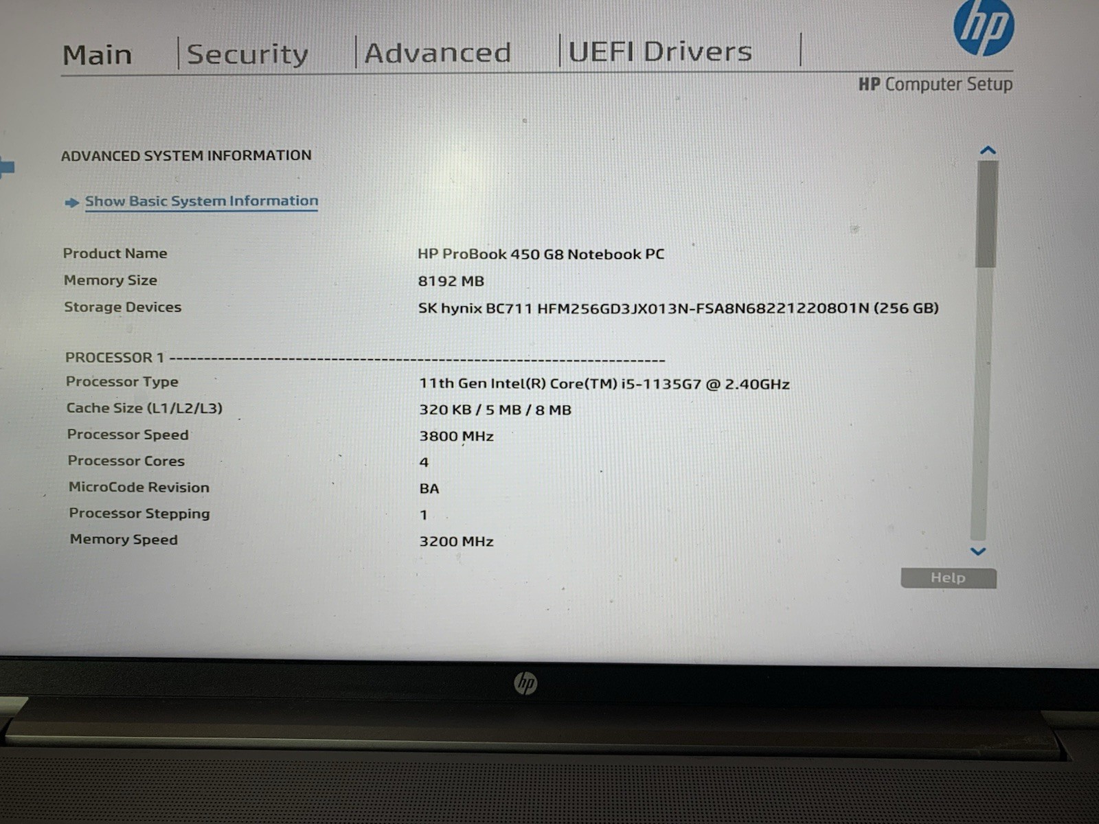 HP Probook 450 G8 i5-1135G7 @2.40GHz 8GB RAM 256GB SSD (No Adapter) #8