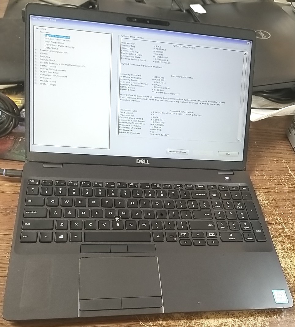 Dell Precision 3541 Laptop 15.6″ – Intel Core i5-9400H – 8 GB Ram- No SSD Read⬇️
