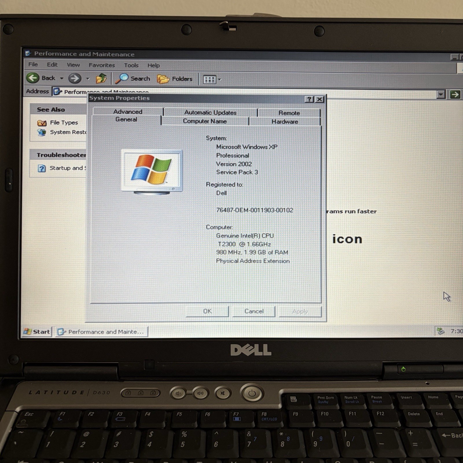 Dell Latitude D630 Fresh Load XP Pro T2300 SP3 RS232 DVD 2GB 120GB RW DVD