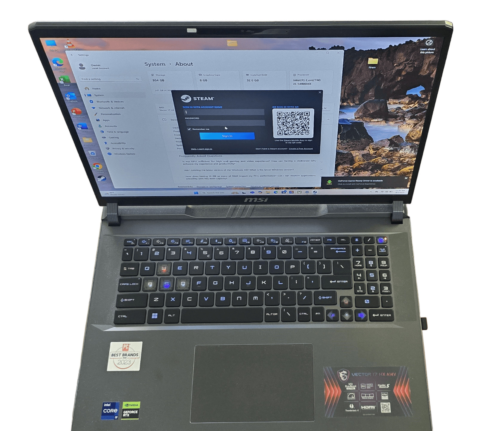MSI Vector 17 HX A14VGG-219US Intel i9 14th Gen 32GB 1TB SSD 17.0″ QHD QHD+ Gray