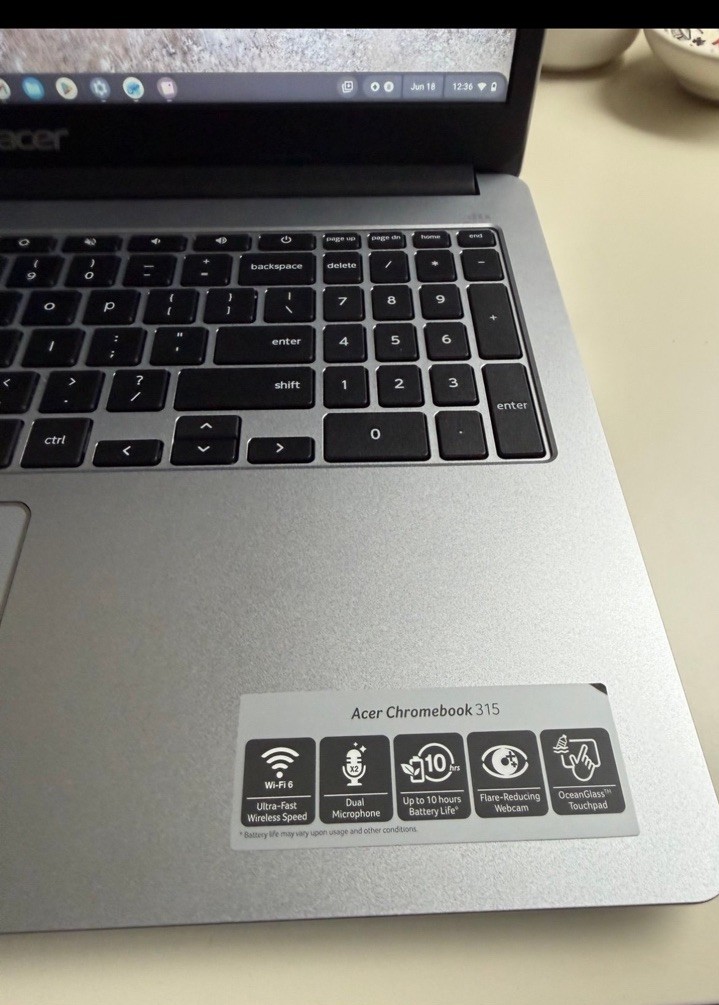 Acer Chromebook 315 15.6in FHD Chrome OS Intel Silver Laptop Wi‑Fi 6