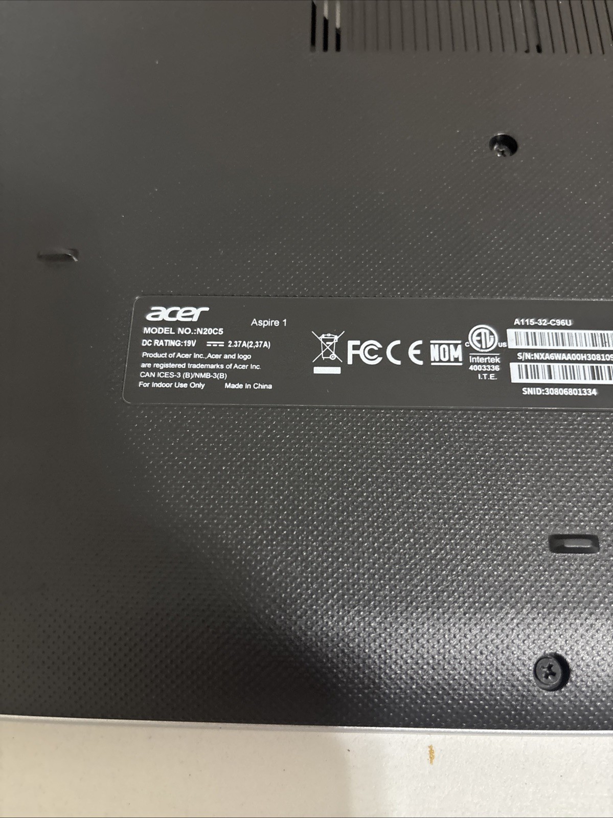 Acer Aspire 1 A115-32-C96U 15.6′ FHD Celeron N4500 128GB eMMC Slim Laptop AS IS