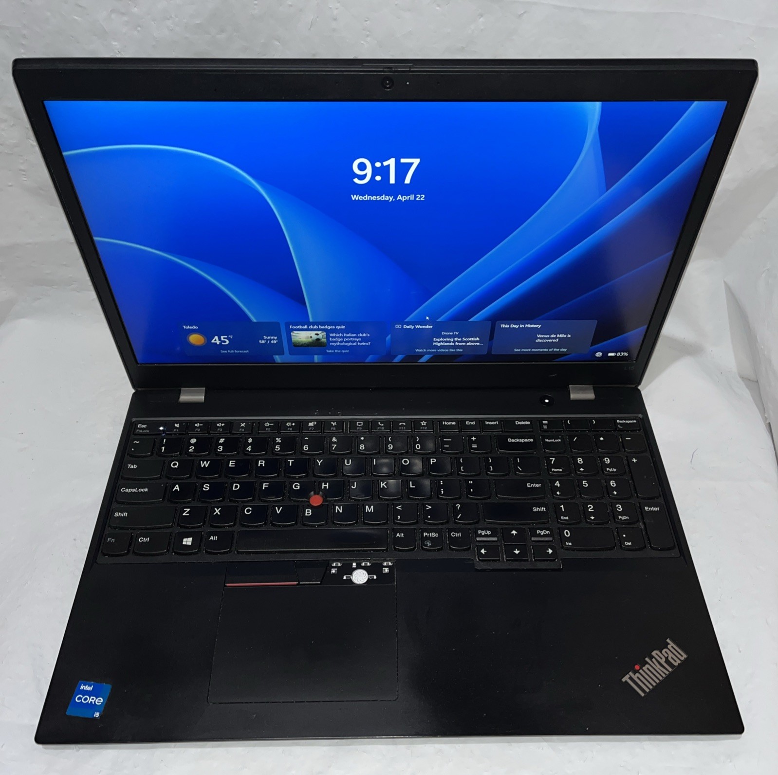Lenovo ThinkPad L15 15.6″ i5-1135G7@2.4GHz, 16GB RAM, 256 GB M2, W11P *READ*
