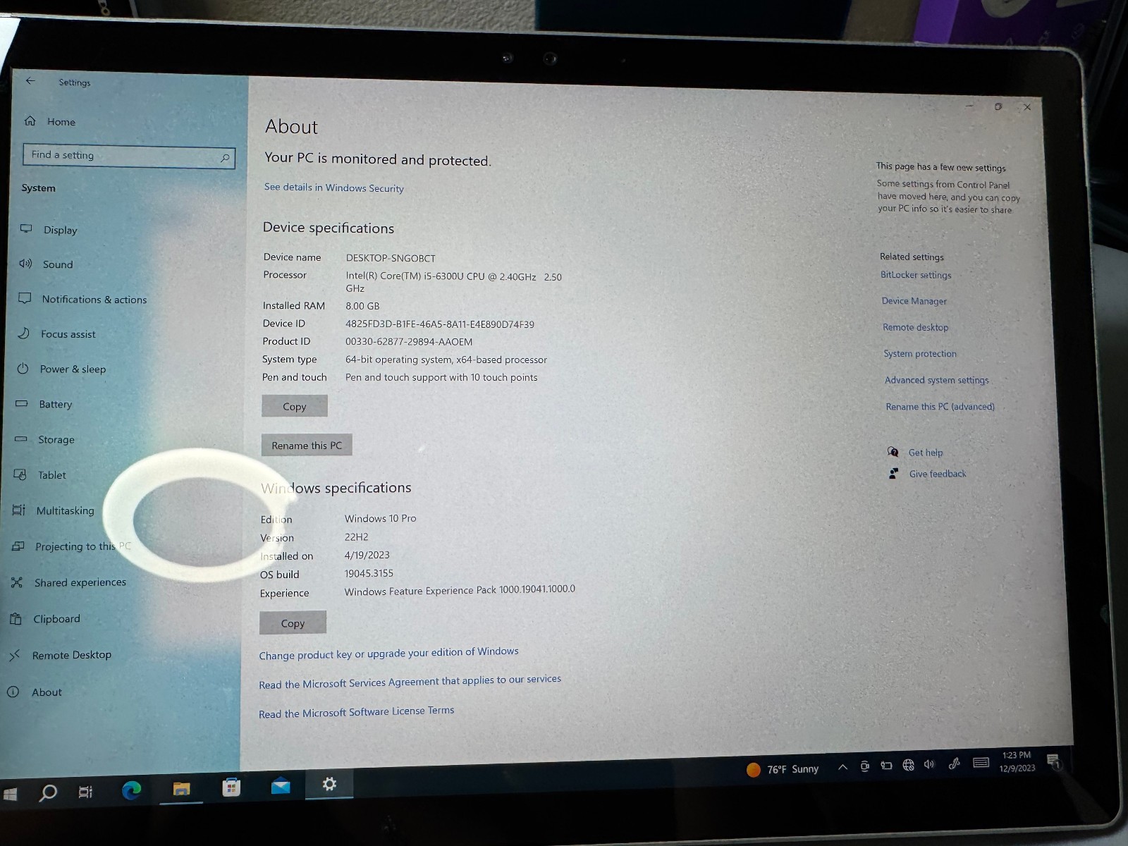 Microsoft Surface Book 1703 13.5″ i5-6300U 8GB Ram 128GB SSD NO KEYBOARD!!