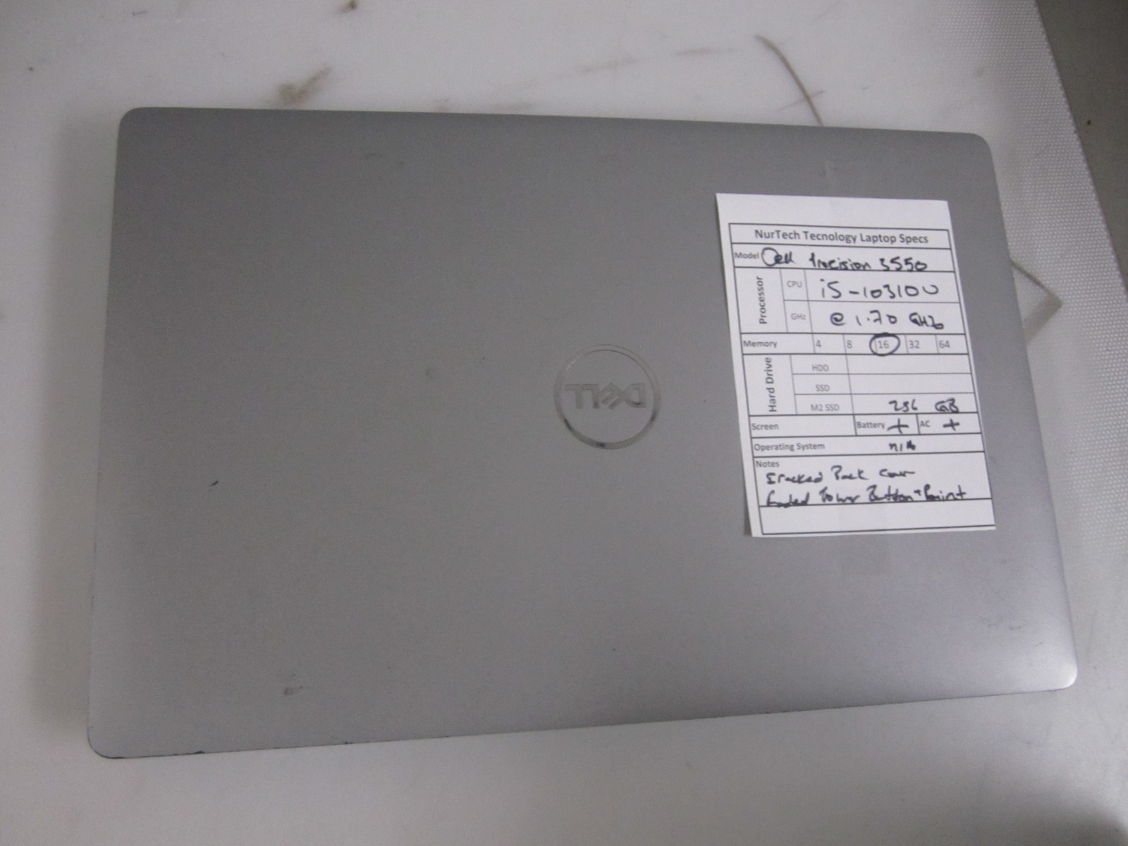Dell Precision 3550 15.6″ i5-10310U 16GB 256GB m2SSD NO OS LAPTOP + AC READ