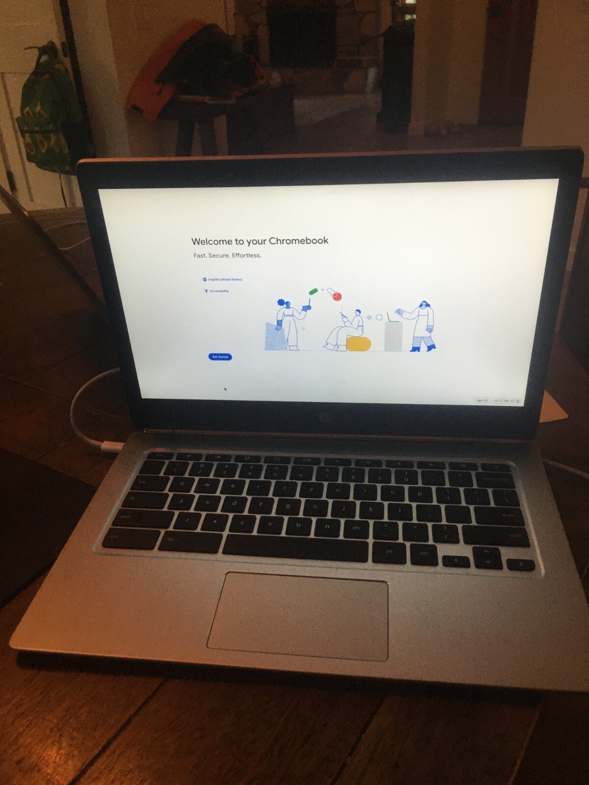 hp chrome book 13 inch. used in good condition color: silver/gray factory Reset