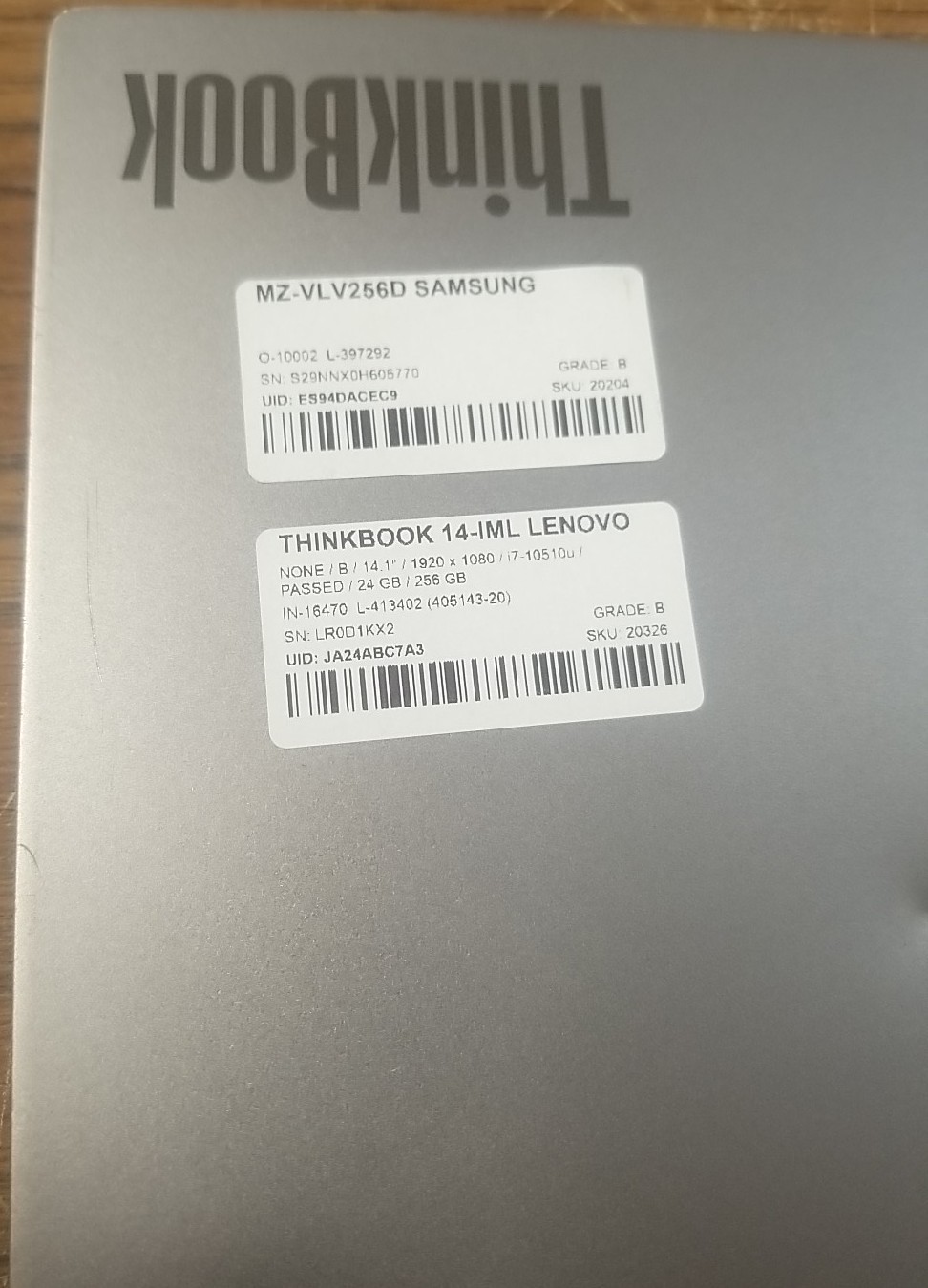 Lenovo ThinkBook 14-IML LAPTOP W/i7-10510U 1.80GHZ, 24GB Ram, 256GB. *READ⬇️*