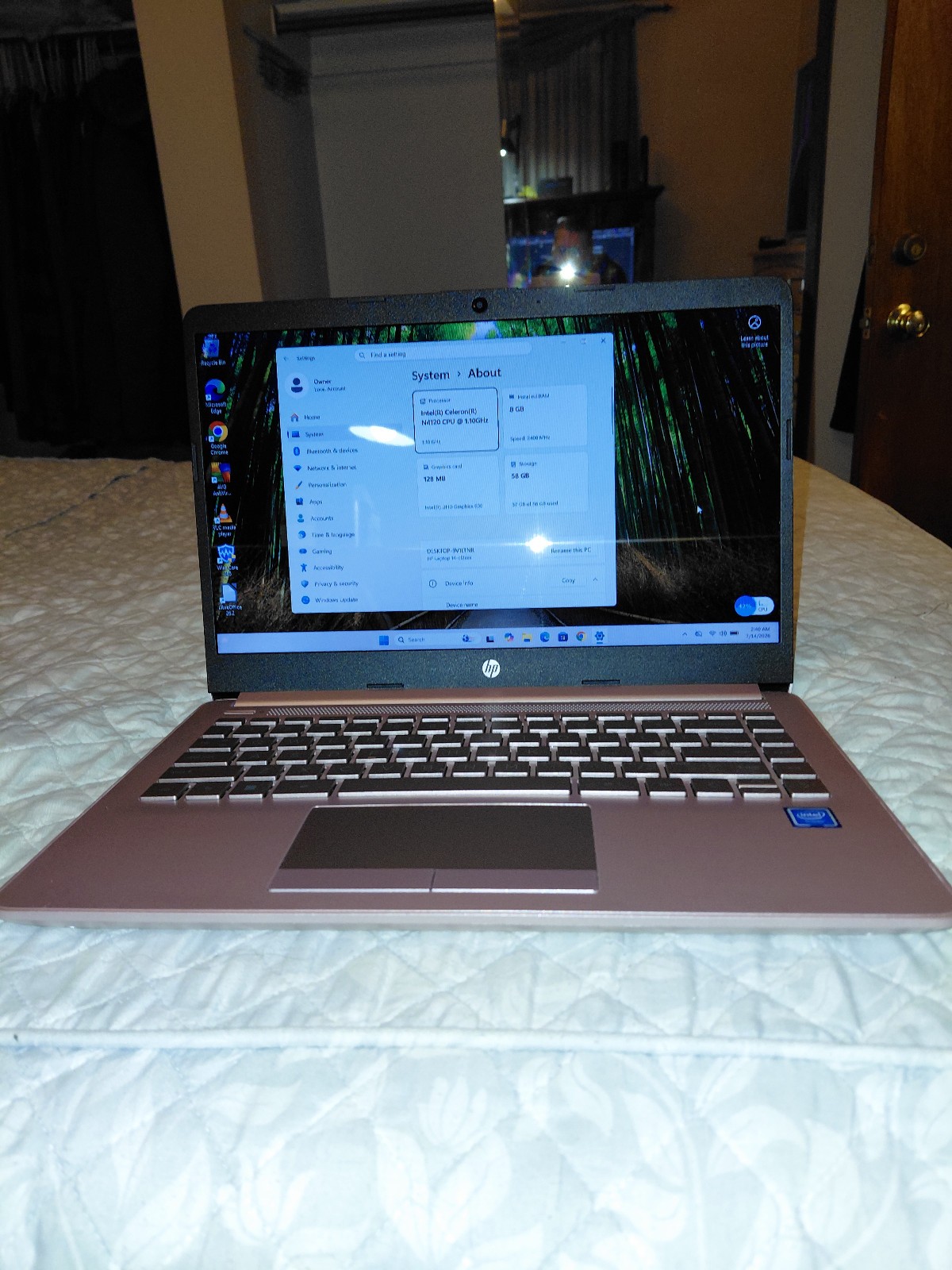 HP Laptop 14-cf2704ds N4120 8GB 64GB WiFiAC 14W W11H Rose
