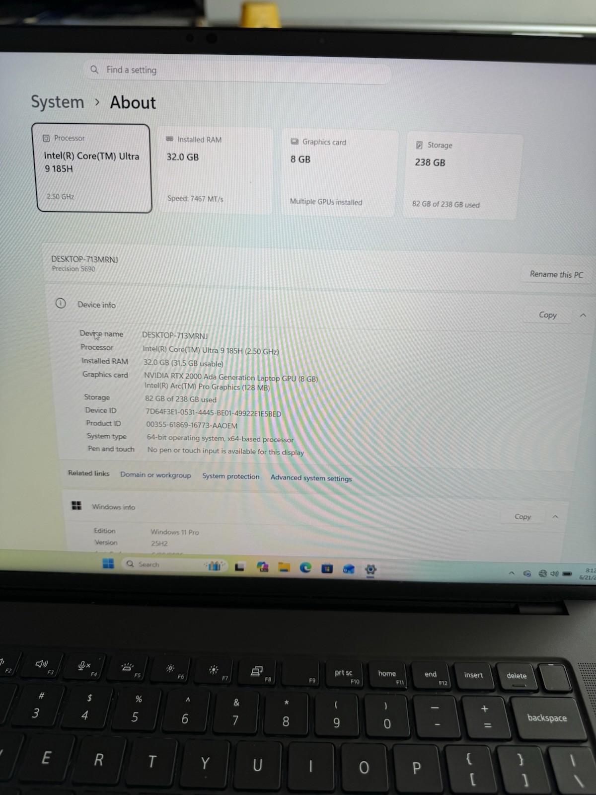 Dell Precision 5690 16″ Ultra 9 185H 32GB 512GB SSD RTX 2000 Ada Win11 Pro