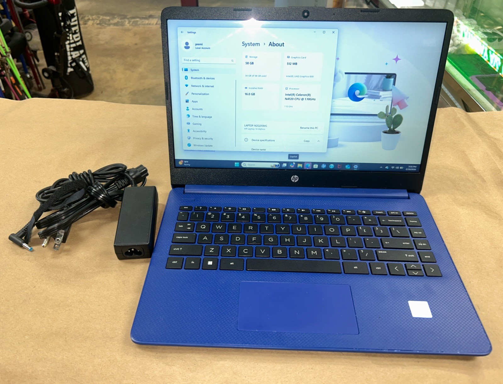 HP Laptop 14-dq0050nr | Intel Celeron N4120 | 16.0GB RAM | 64GB SSD | Touch