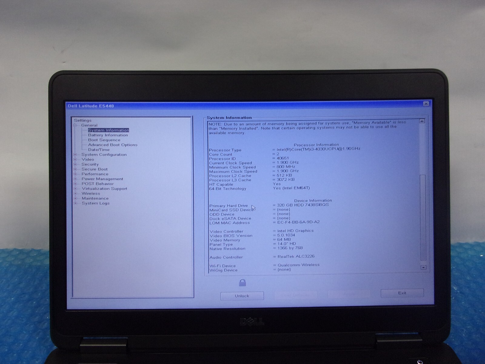 Dell Latitude 5440 14″ Intel Core i3-4030U 1.90GHz 4GB RAM 320GB HDD Win 10 Pro