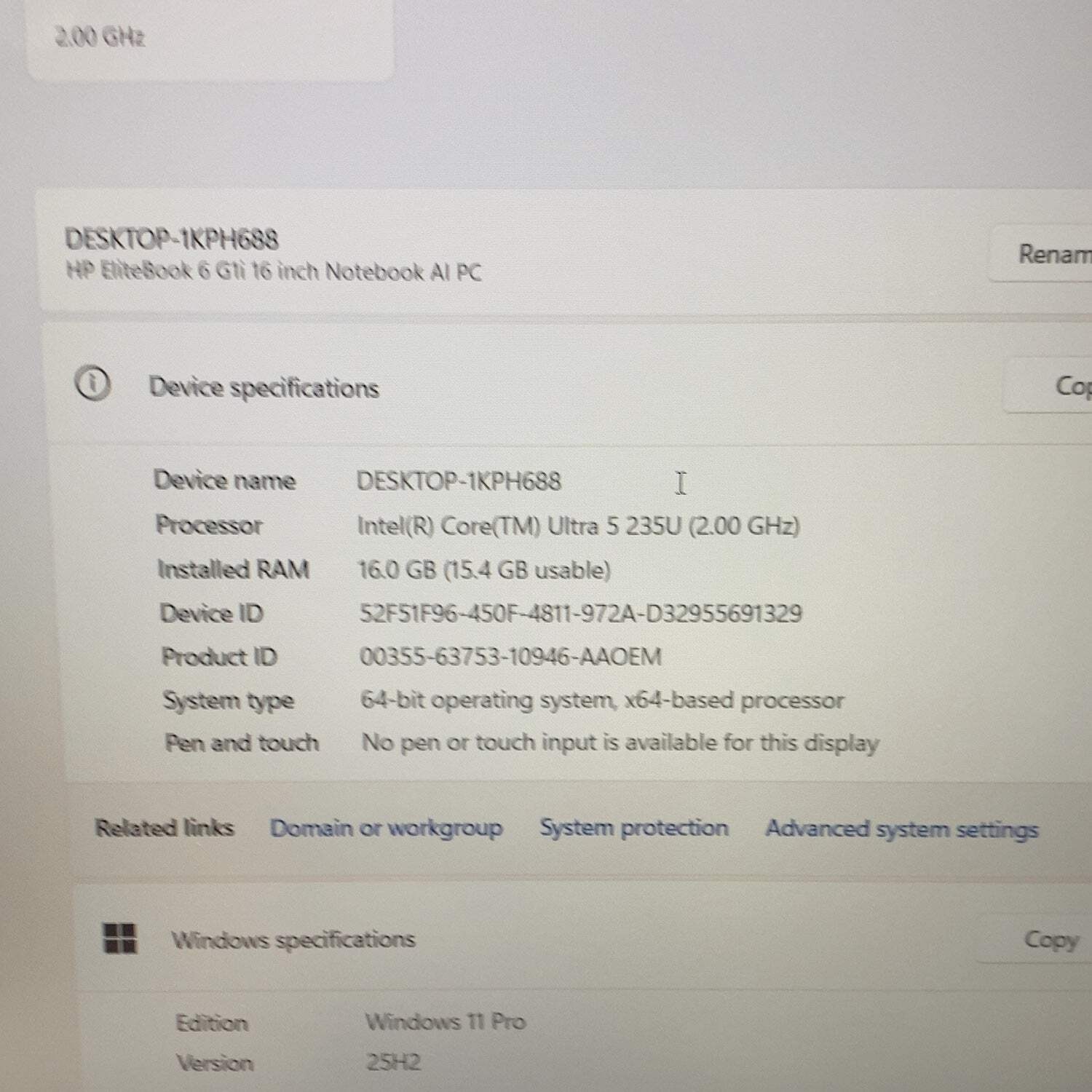 HP EliteBook 6 G1i 14″ Core Ultra 5 235U 2.0GHz 16GB RAM 256GB SSD