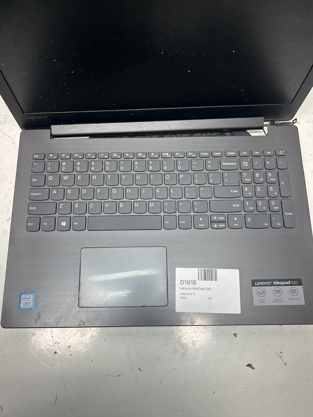 Lenovo IdeaPad 330 Intel Core i3 NO RAM NO HDD NO BAT – FOR PARTS