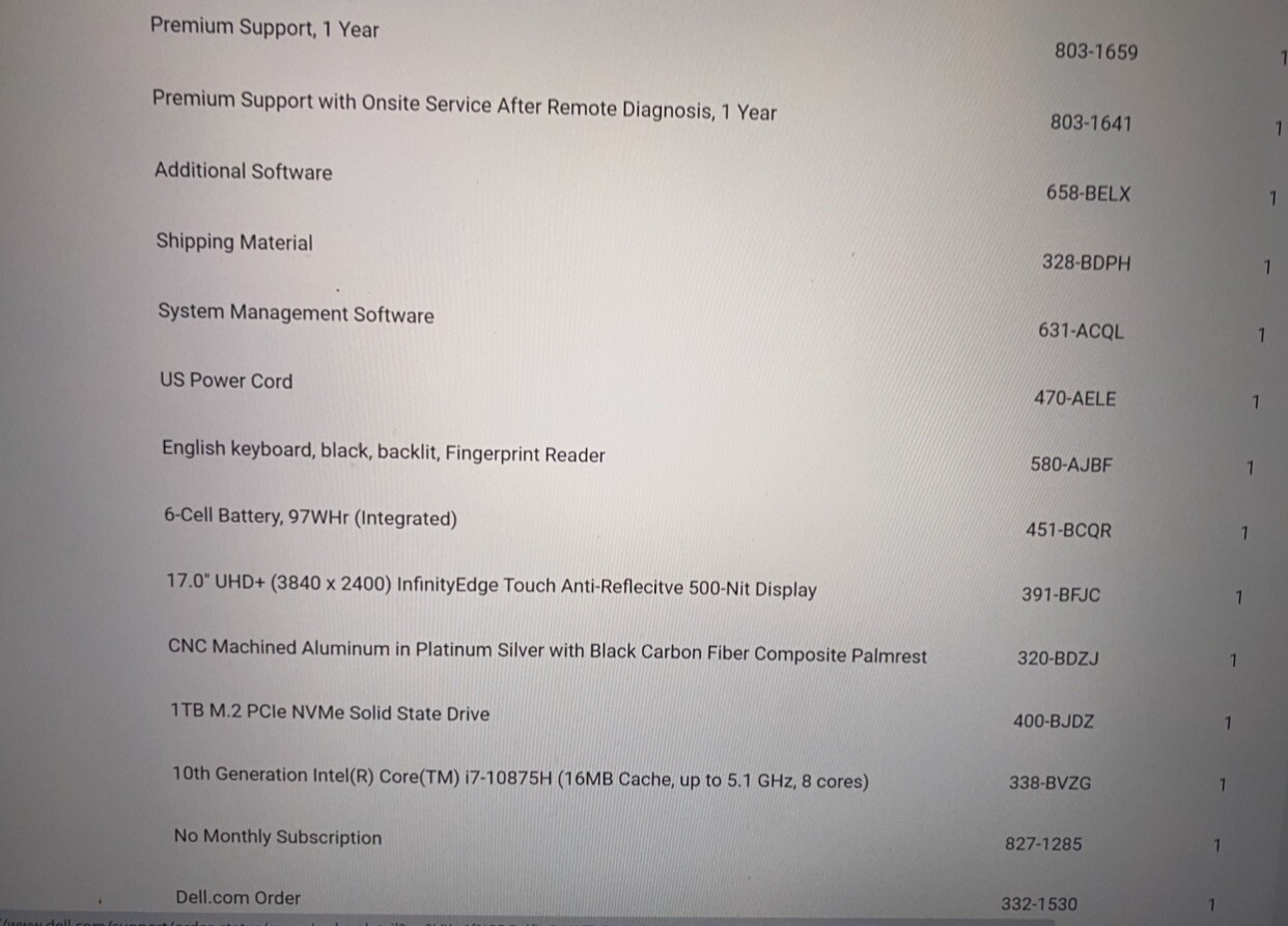 Dell XPS 17 9700 (2020) I7-10875H 1TB SSD 32GB RAM 17.0″ 4K TOUCH RTX 2060 6GB,