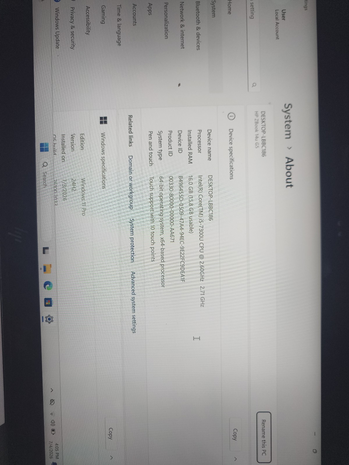 *HP ZBook 14u G5 | i5-7300U | 16GB | 256 GB SSD | Win11 Pro, touchscreen