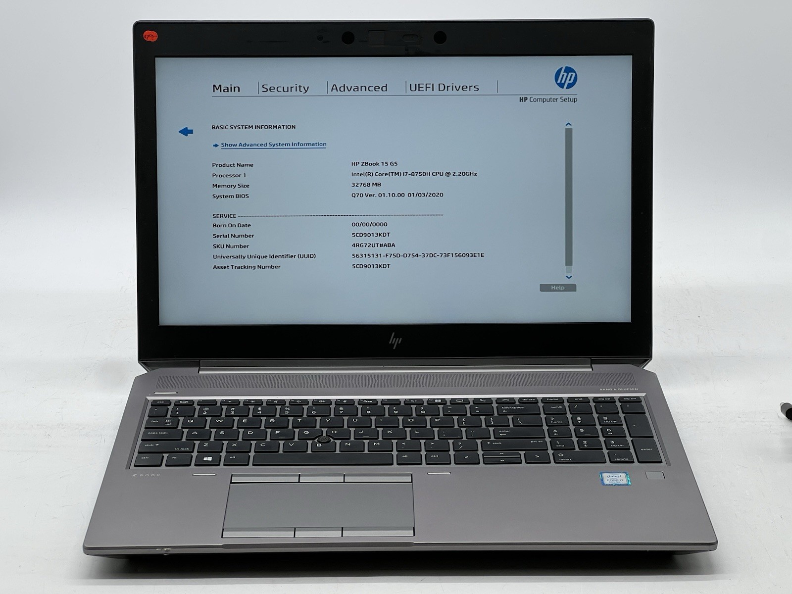 HP ZBook 15 G5, i7-8750H CPU, @ 2.20GHz, 32GB RAM, 512GB NVMe-No OS/AC