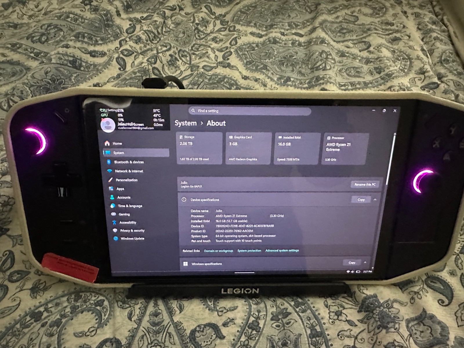 Lenovo Legion GO 8.8” (2TB SSD AMD Ryzen Z1 Extreme 3.3GHz 16GB RAM) Gaming…