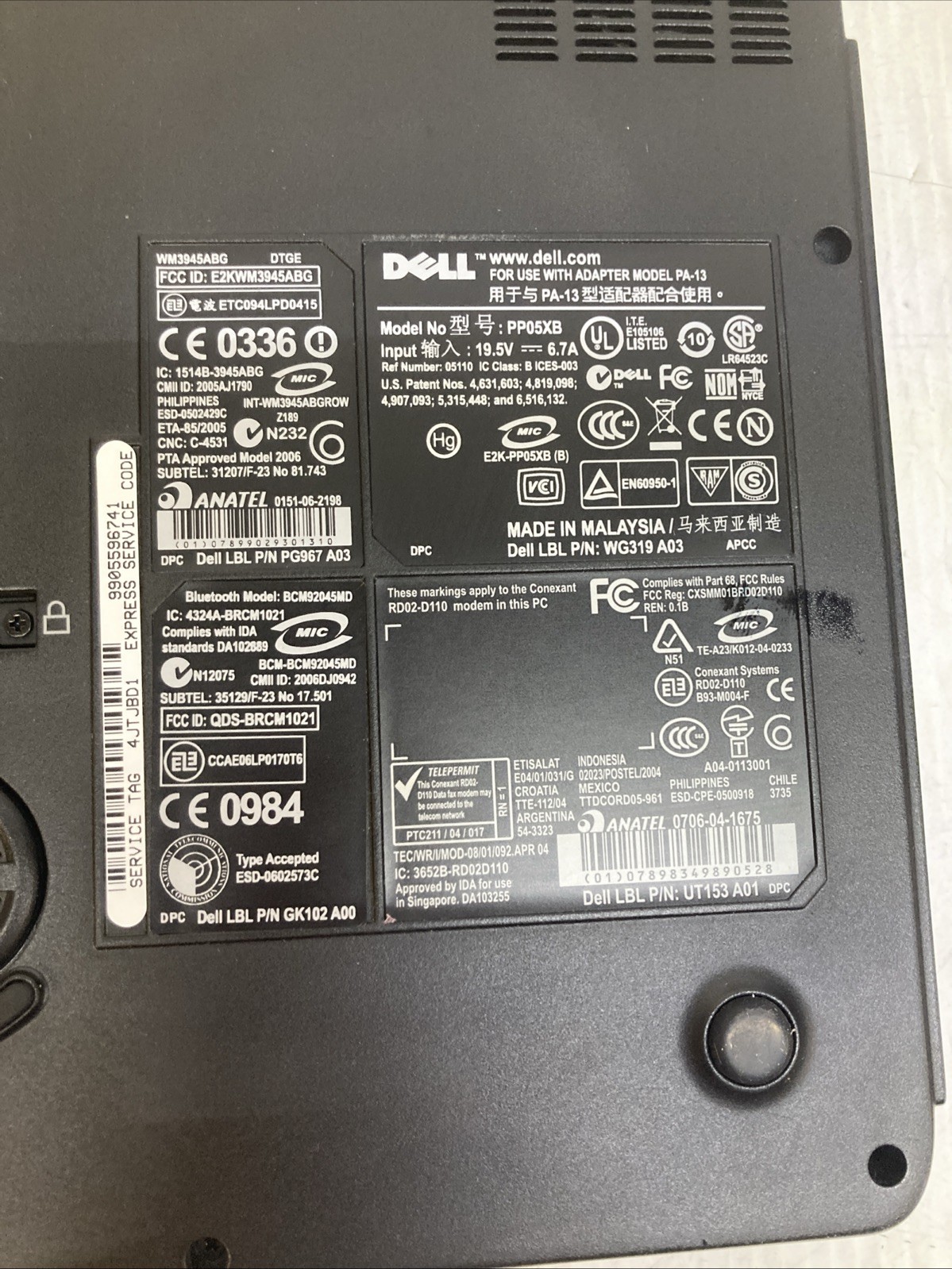 Dell XPS PP05XB unknown CPU no HDD/RAM no power untested