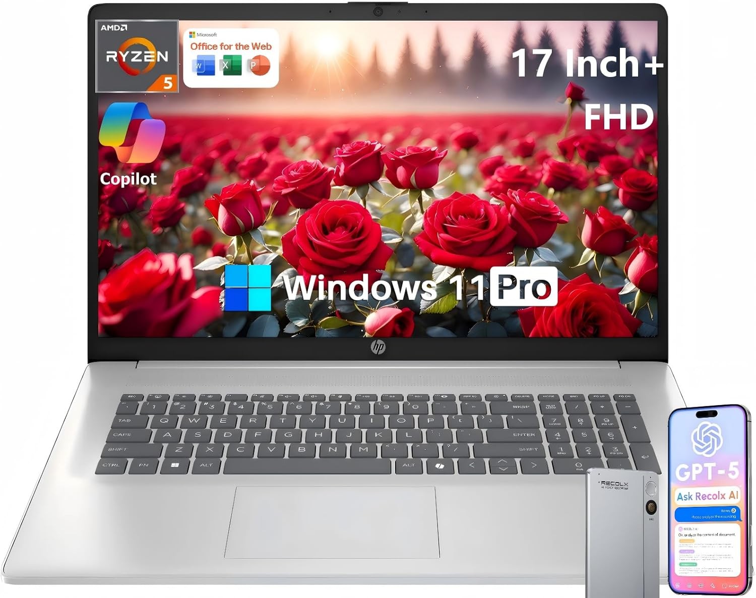 HP 17.3″ Laptop Notebook Win11Pro 2.7~4.3GHz AMD Ryzen 5-7430U 32GB RAM 1TBSSD